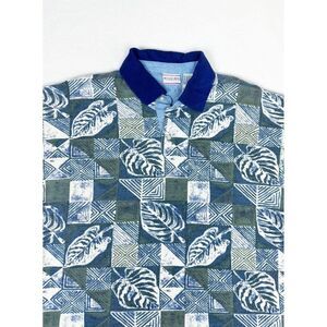 Vintage Bugle Boy Polo Shirt Large Golf Plant All over Print
